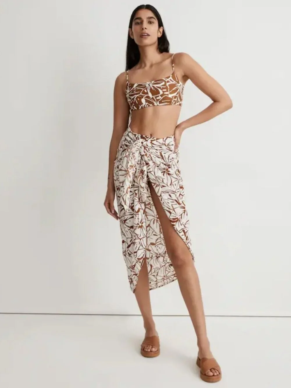 Madewell Crinkle Cotton Sarong in Abstract Flora - One Size